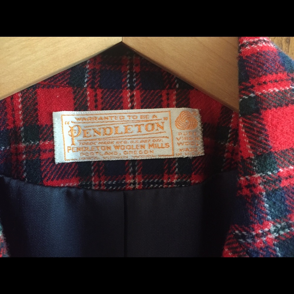 Virgin Pendleton Christmas Plaid Wool Blazer - image 3